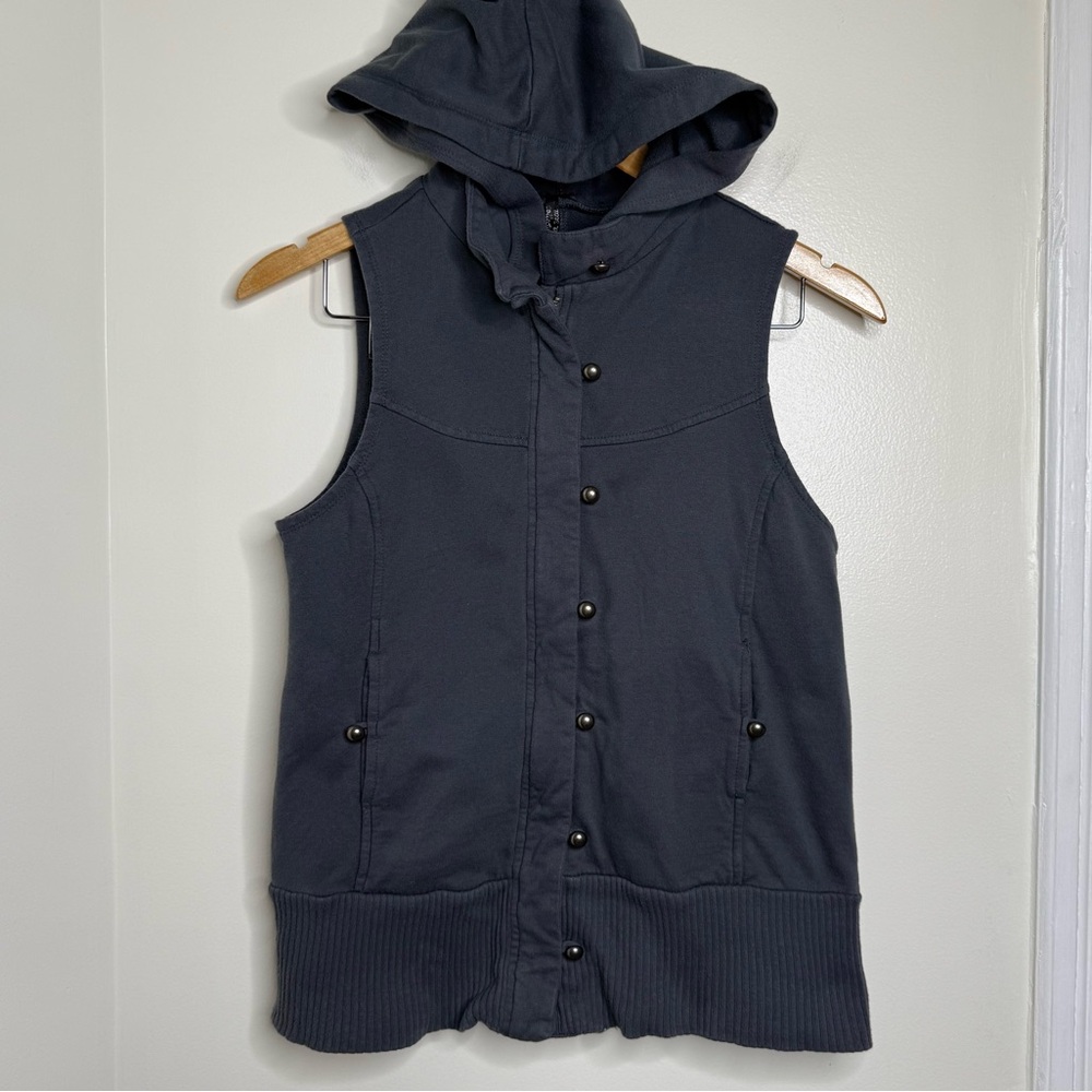 Y2K Wet Seal Hooded Vest Jacket Juniors Medium Cotton Grayish